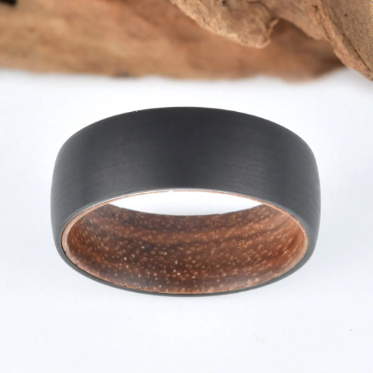 Koa Wood Tungsten Men's Wedding Band 8MM - PRISTINE RINGS