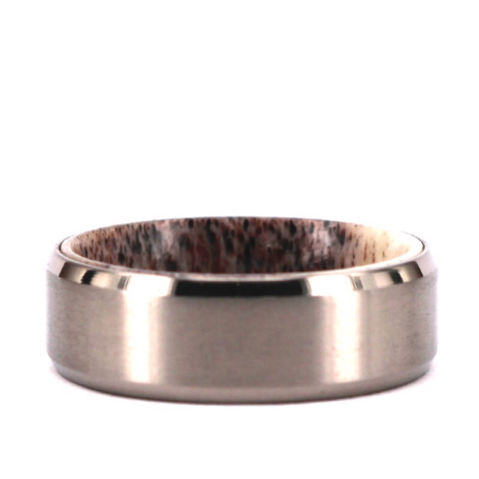 Men's Wedding Band Titanium Antler Comfort Fit 8MM - PRISTINE RINGS