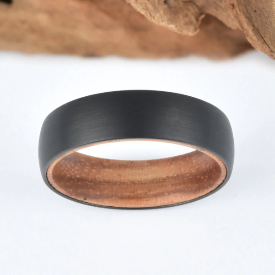 Koa Wood Tungsten Men's Wedding Band 6MM - PRISTINE RINGS