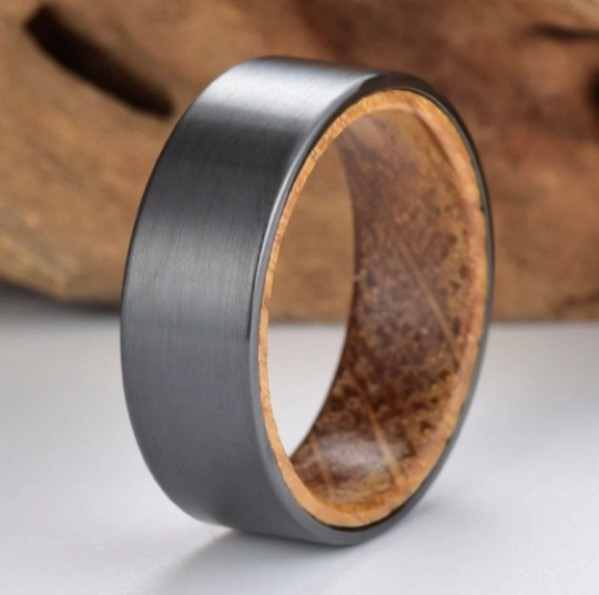 Zirconium Whiskey Barrel Wedding Band 8MM - PRISTINE RINGS