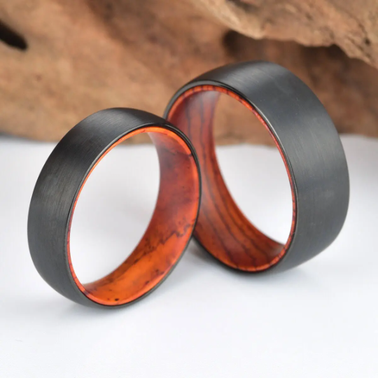 Cocobolo Wood Tungsten Men's Wedding Band 6MM - PRISTINE RINGS