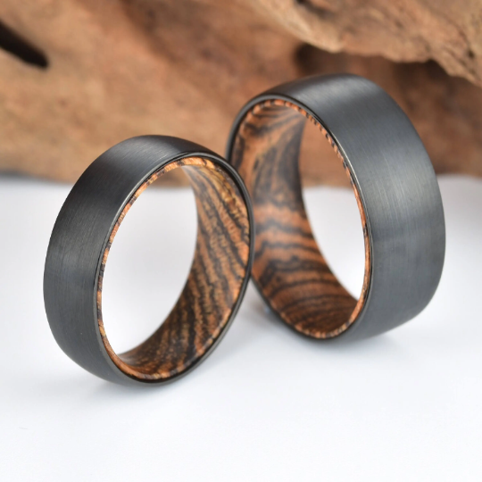 Bocote Wood Tungsten Men's Wedding Band 8MM - PRISTINE RINGS