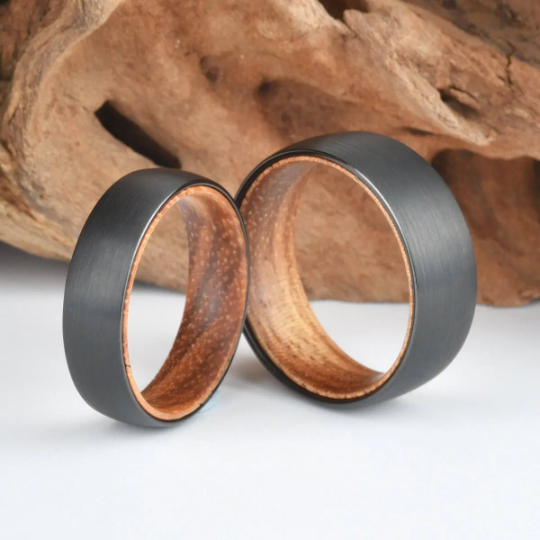 Koa Wood Tungsten Men's Wedding Band 6MM - PRISTINE RINGS
