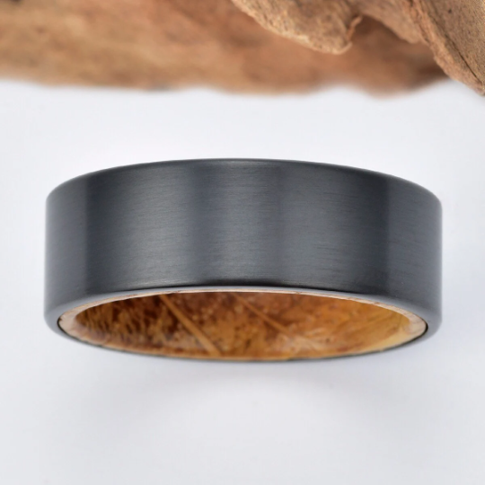Zirconium Whiskey Barrel Wedding Band 8MM - PRISTINE RINGS