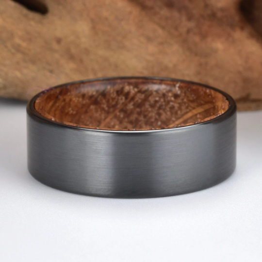 Zirconium Whiskey Barrel Wedding Band 8MM - PRISTINE RINGS