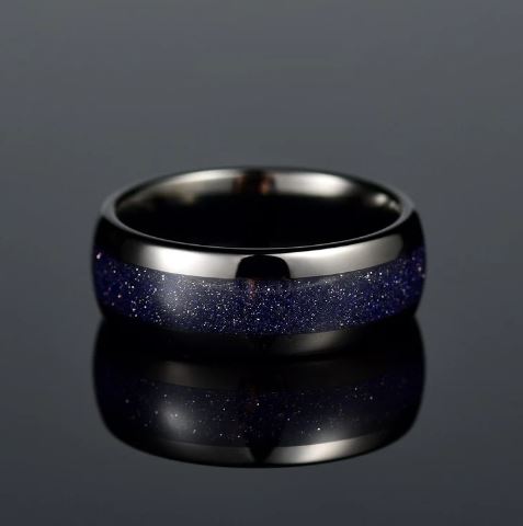 Crushed Sand Stone Tungsten Men's Wedding Band 8MM - PRISTINE RINGS