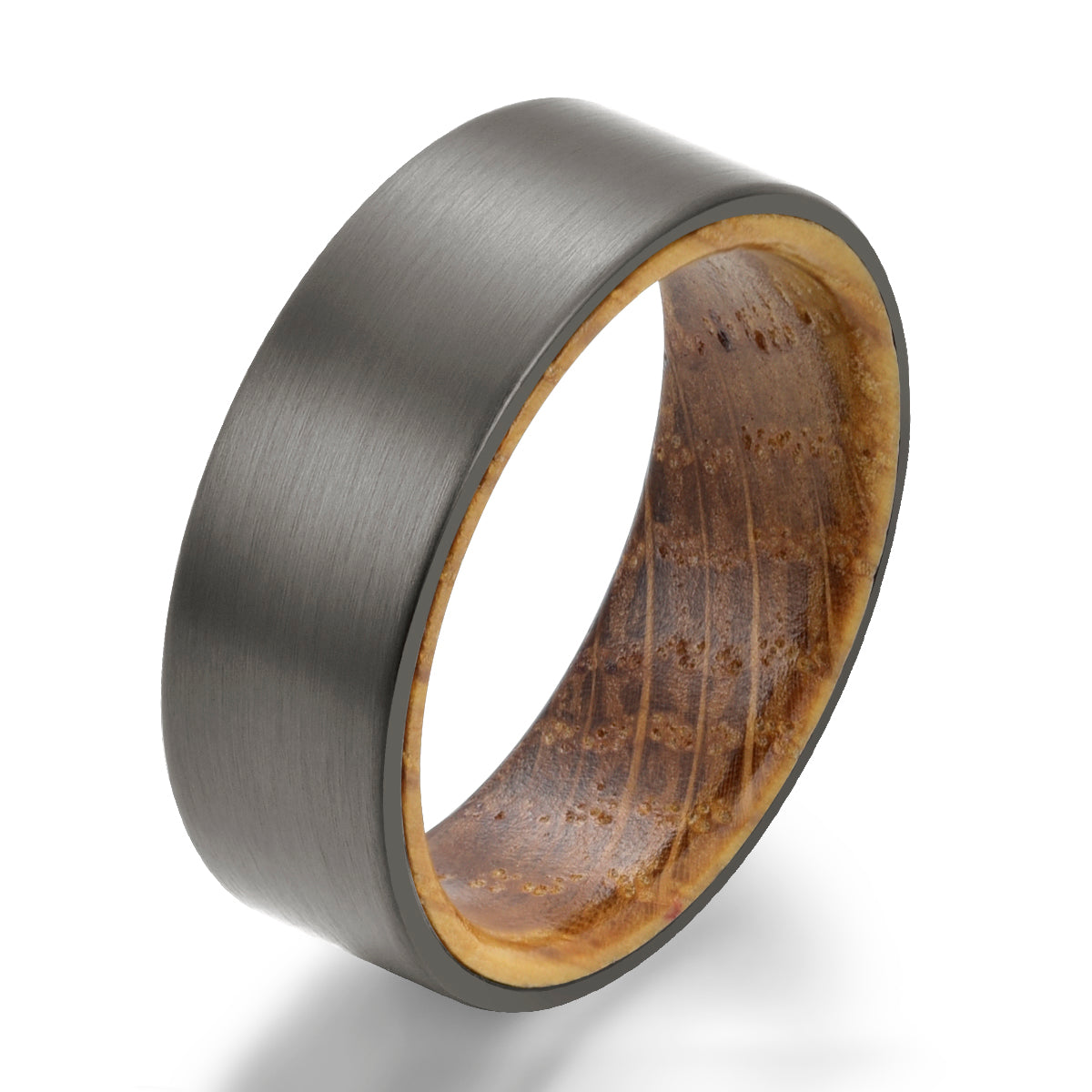 Gun Metal Grey Tungsten Whiskey Barrel Men's Wedding Band 8MM - PRISTINE RINGS