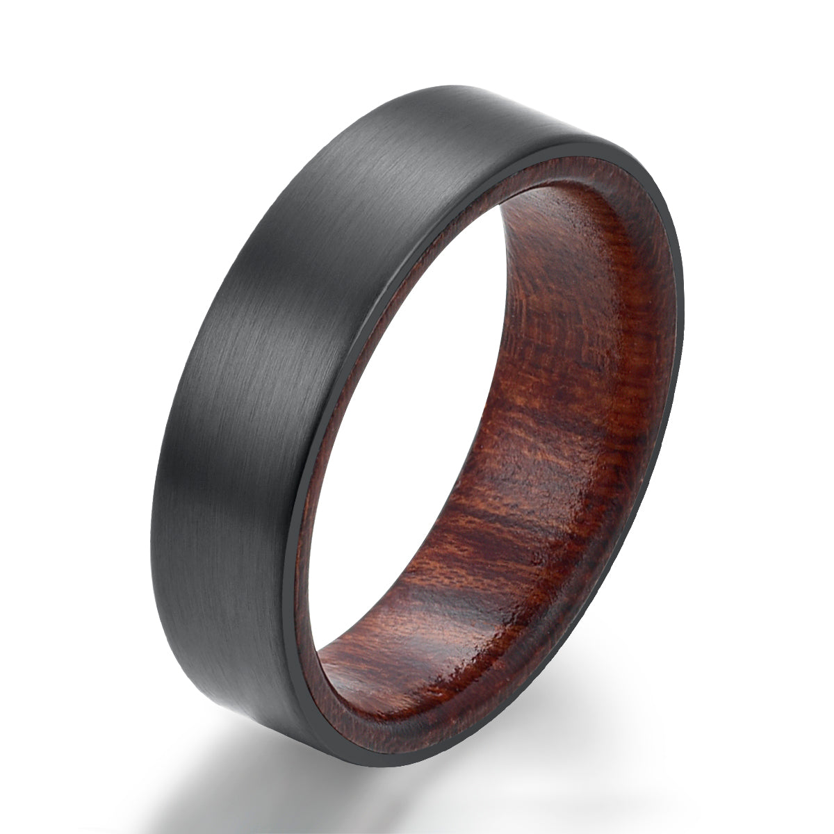 Zirconium Rose Wood Men's Wedding Band 6MM - PRISTINE RINGS
