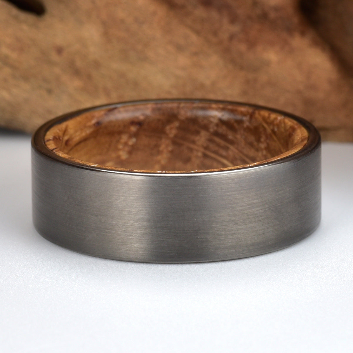 Gun Metal Grey Tungsten Whiskey Barrel Men's Wedding Band 8MM - PRISTINE RINGS