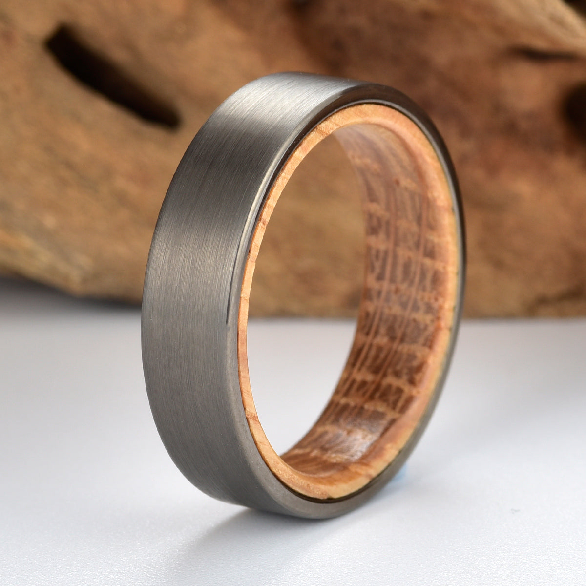 Gun Metal Grey Tungsten Whiskey Barrel Men's Wedding Band 6MM - PRISTINE RINGS