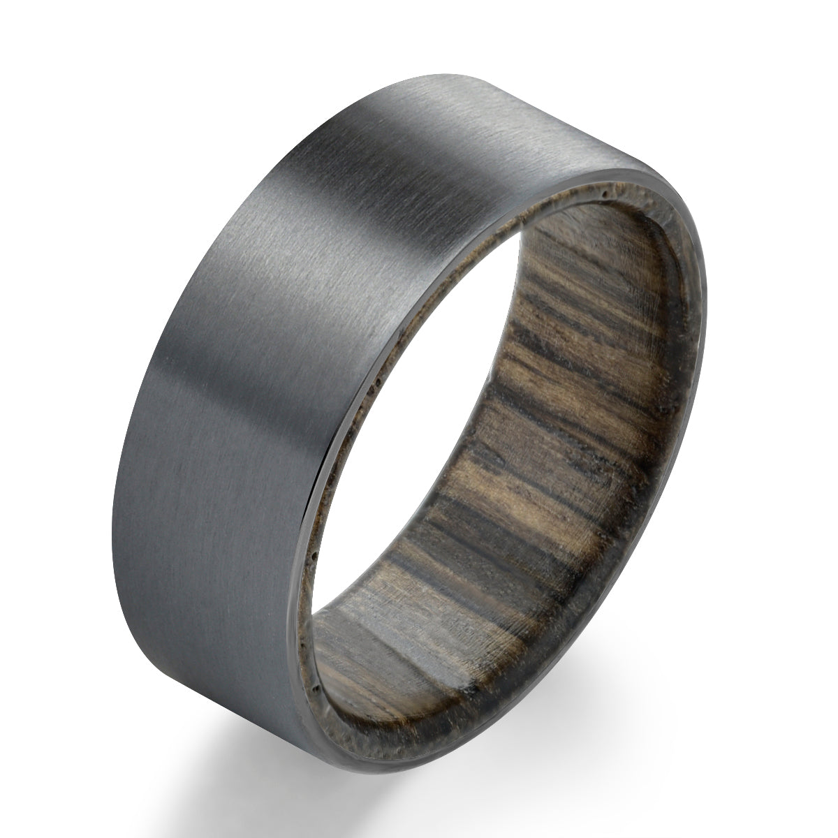 Zirconium Siberian Bog Oak Men's Wedding Band 8MM - PRISTINE RINGS
