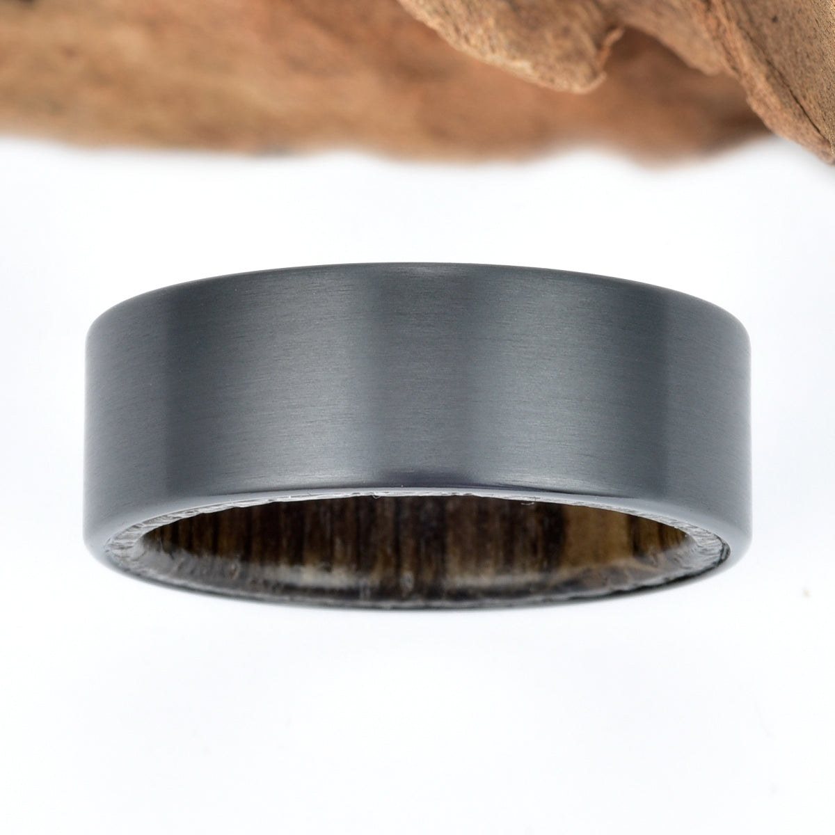 Zirconium Siberian Bog Oak Men's Wedding Band 8MM - PRISTINE RINGS
