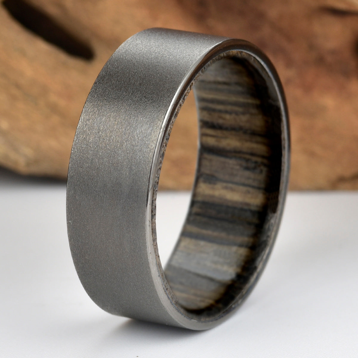 Tungsten Siberian Bog Oak Men's Wedding Band 8MM - PRISTINE RINGS