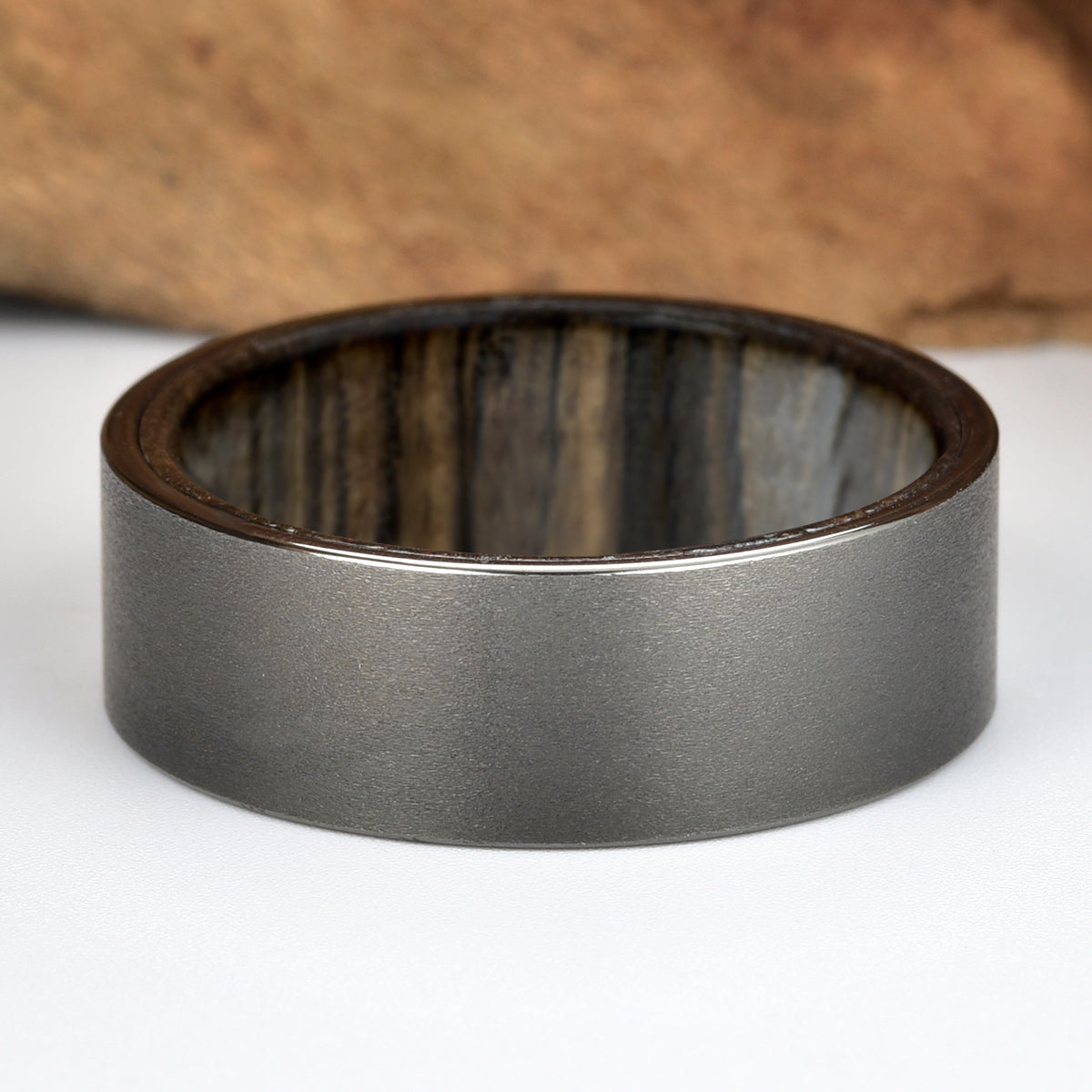 Tungsten Siberian Bog Oak Men's Wedding Band 8MM - PRISTINE RINGS