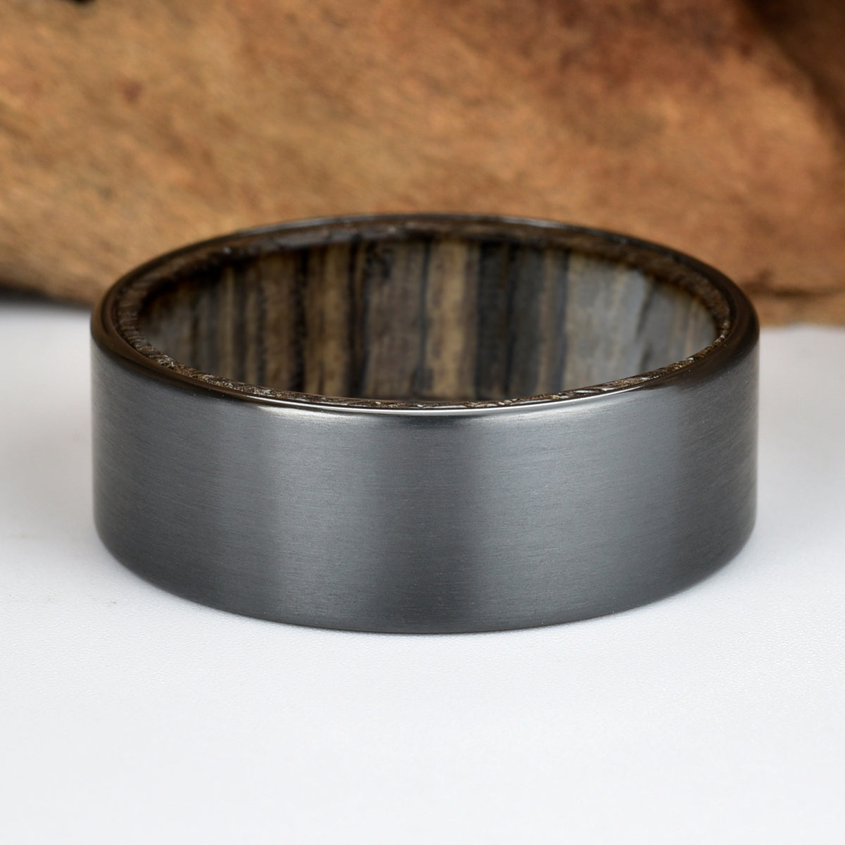 Zirconium Siberian Bog Oak Men's Wedding Band 8MM