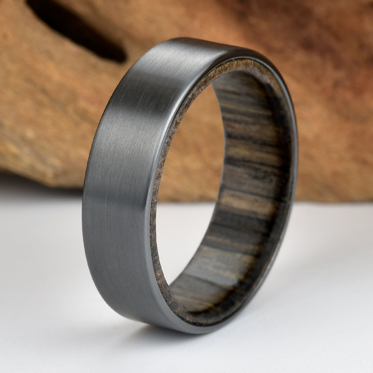 Zirconium Siberian Bog Oak Men's Wedding Band 6MM