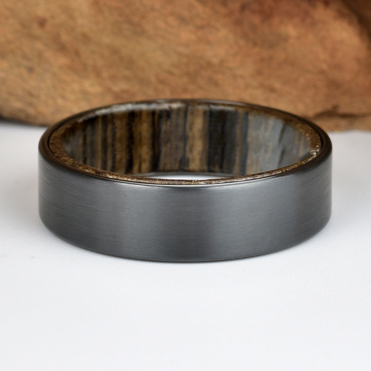 Zirconium Siberian Bog Oak Men's Wedding Band 6MM - PRISTINE RINGS