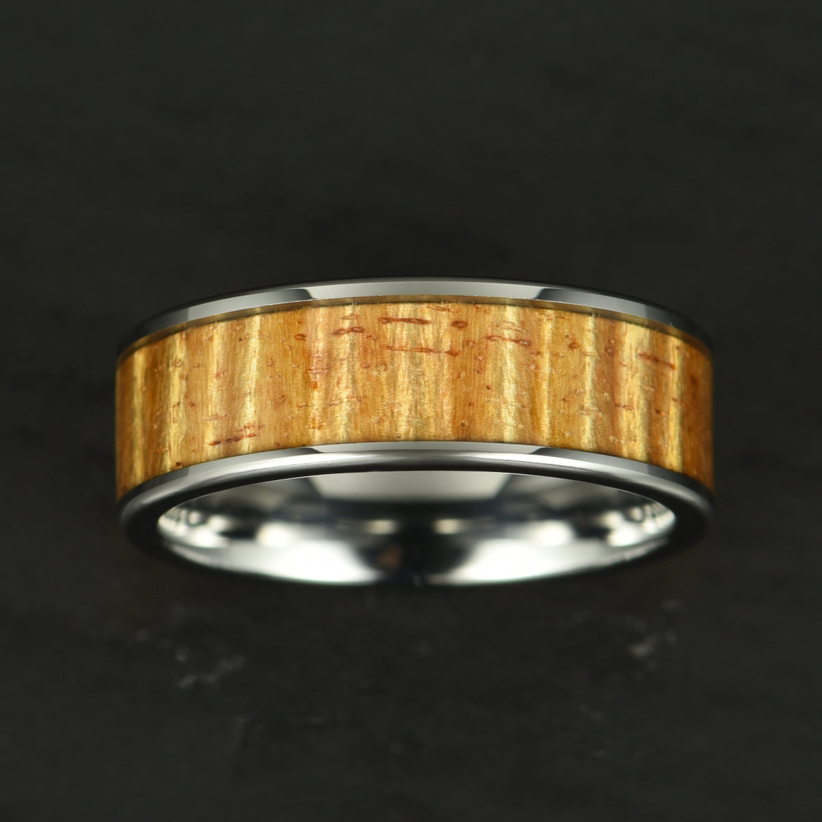 Hawaiian Koa Wood Tungsten Mens Wedding Ring 8MM - PRISTINE RINGS