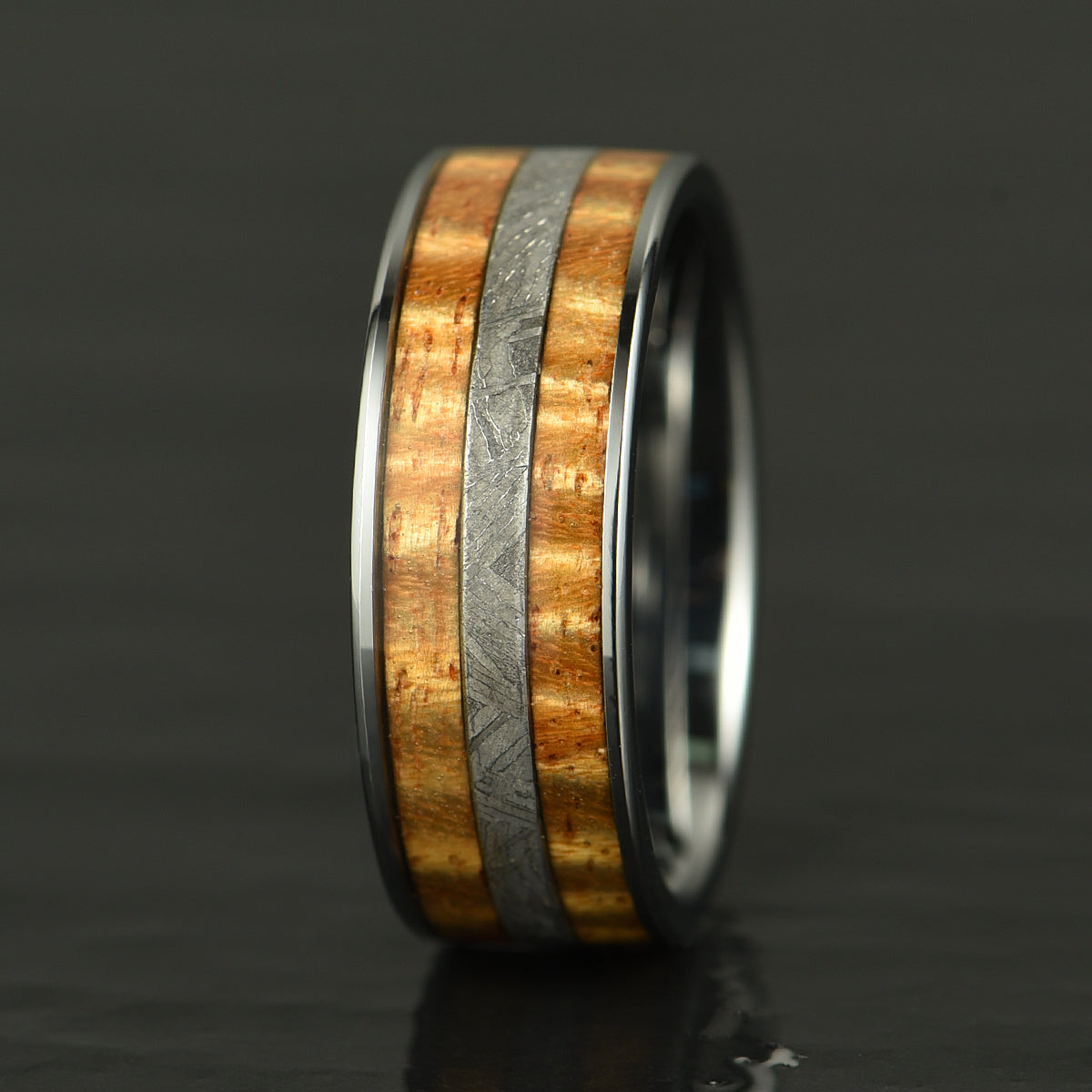 Hawaiian Koa Wood & Meteorite Tungsten Mens Wedding Band 8MM