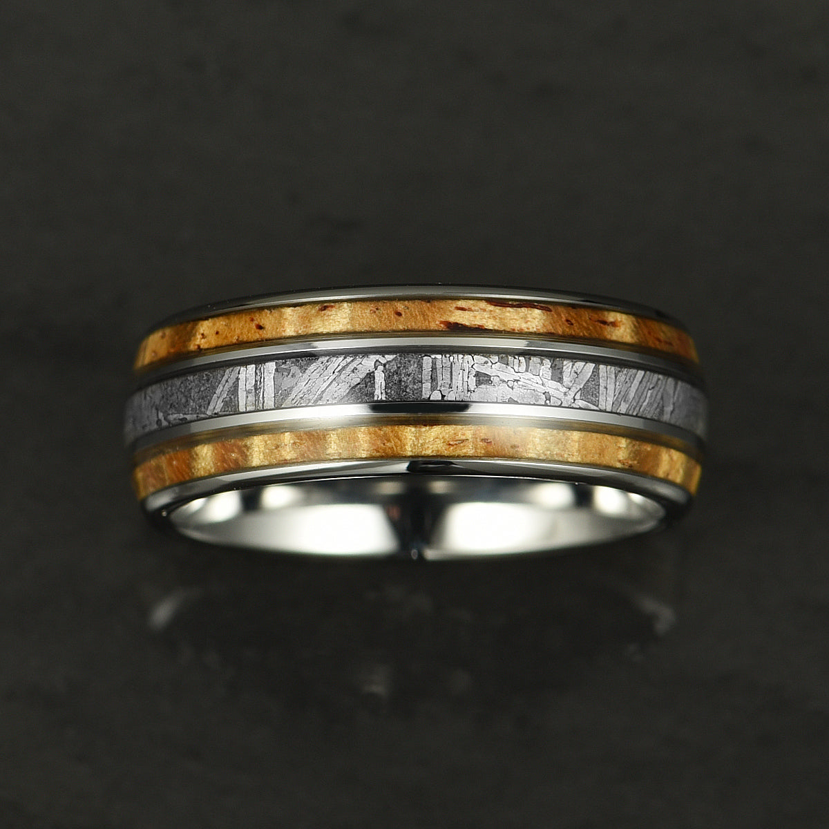 Hawaiian Koa Wood & Meteorite Tungsten Mens Wedding Ring 8MM - PRISTINE RINGS