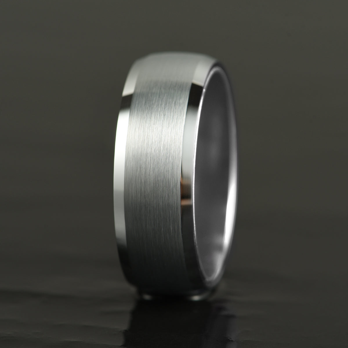 Pristine Passion Silver Interior Silver Tungsten Wedding Band 8MM