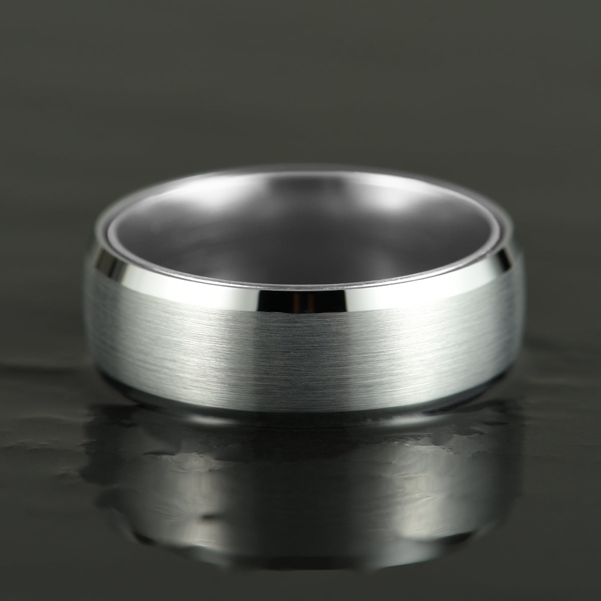 Pristine Passion Silver Interior Silver Tungsten Wedding Band 8MM