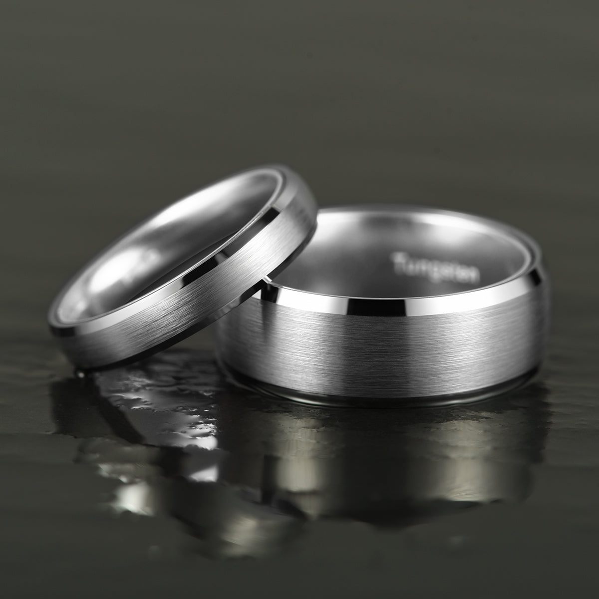 Pristine Passion Silver Interior Silver Tungsten Wedding Band 8MM