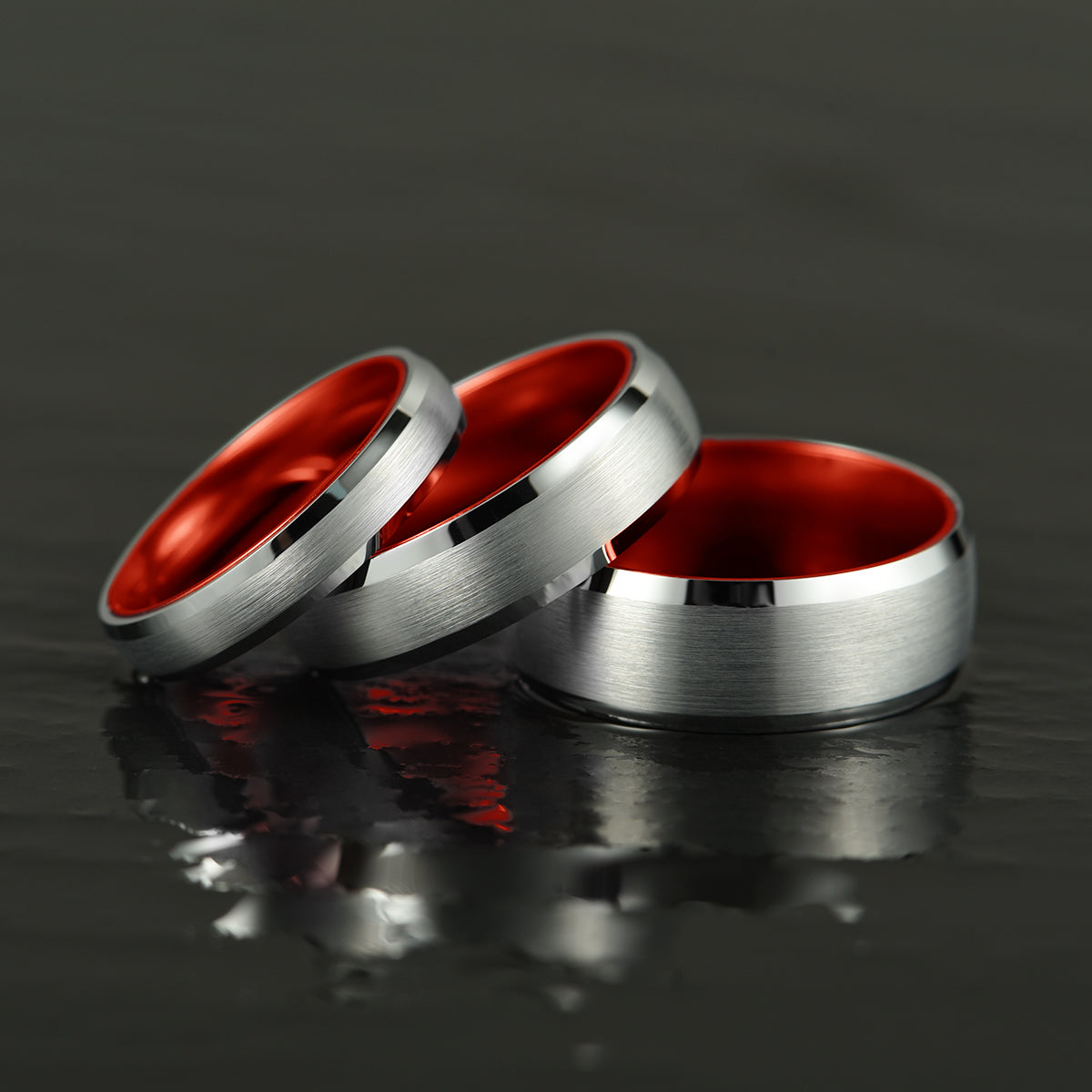 Pristine Passion Red Interior Silver Tungsten Wedding Band 4MM - PRISTINE RINGS