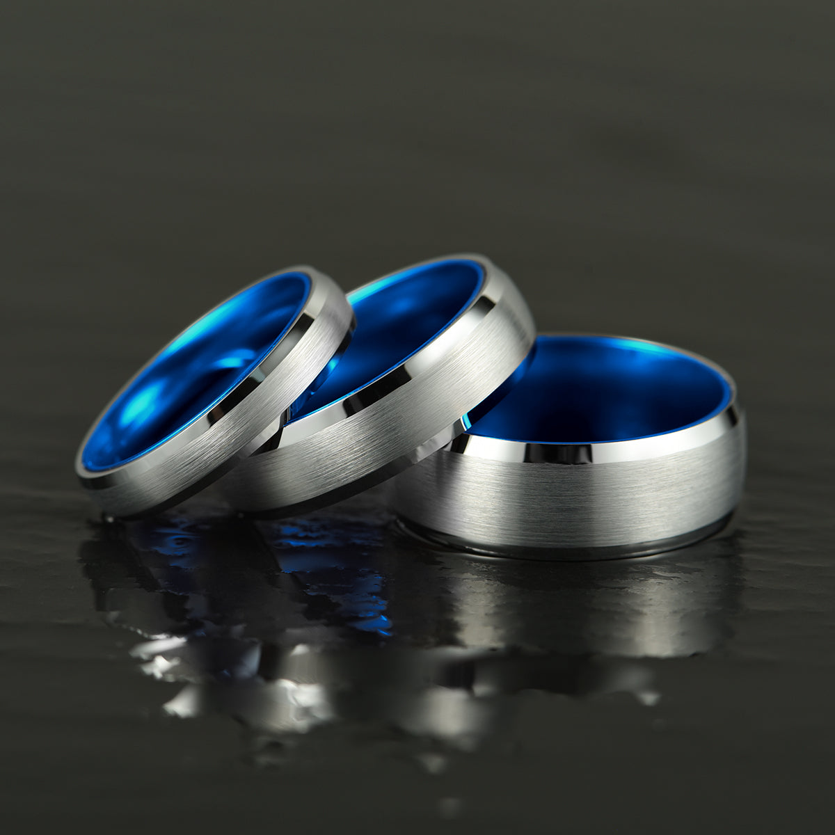 Pristine Passion Blue Interior Silver Tungsten Wedding Band 4MM - PRISTINE RINGS