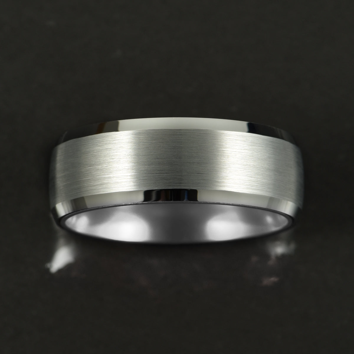 Pristine Passion Silver Interior Silver Tungsten Wedding Band 8MM