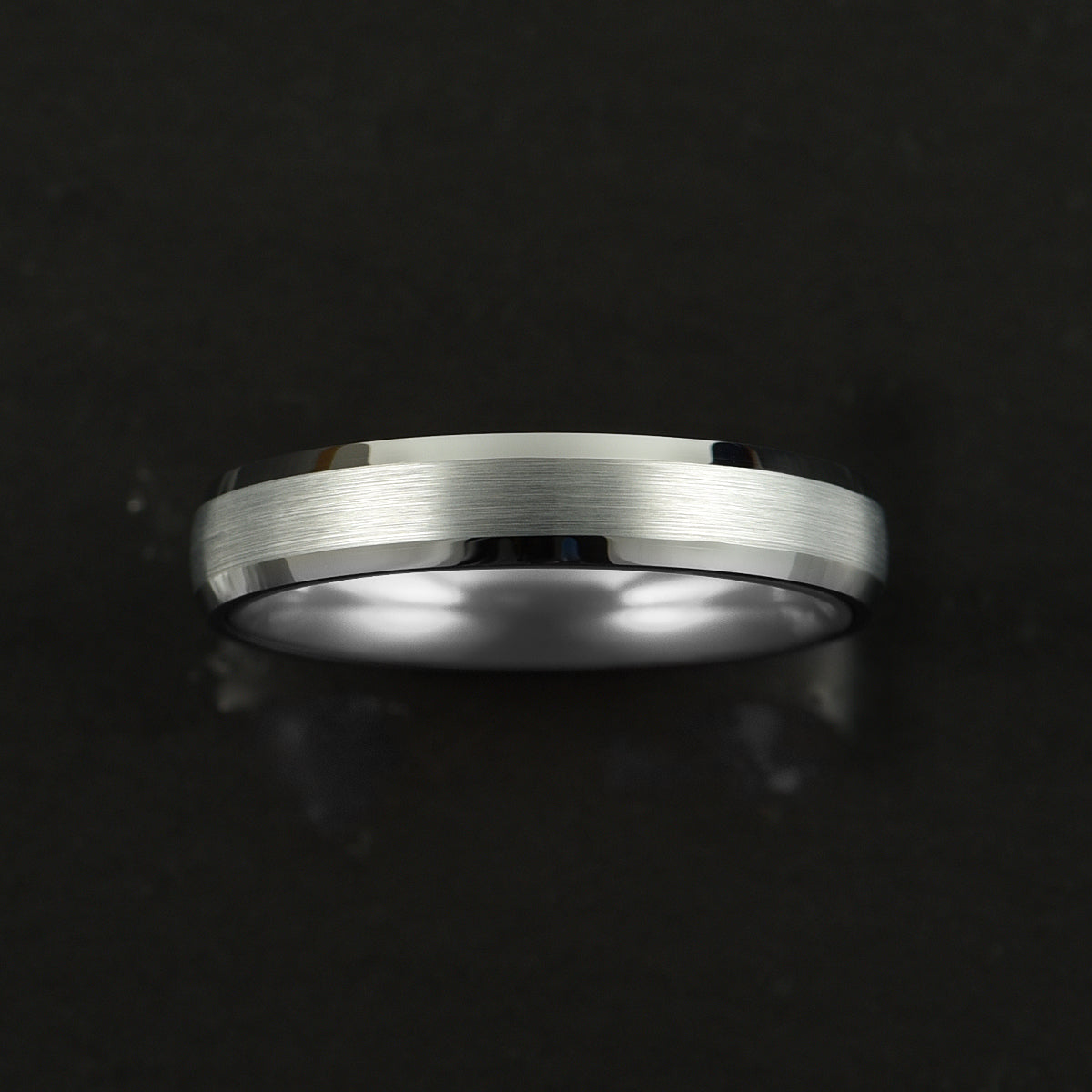 Pristine Passion Silver Interior Silver Tungsten Wedding Band 4MM