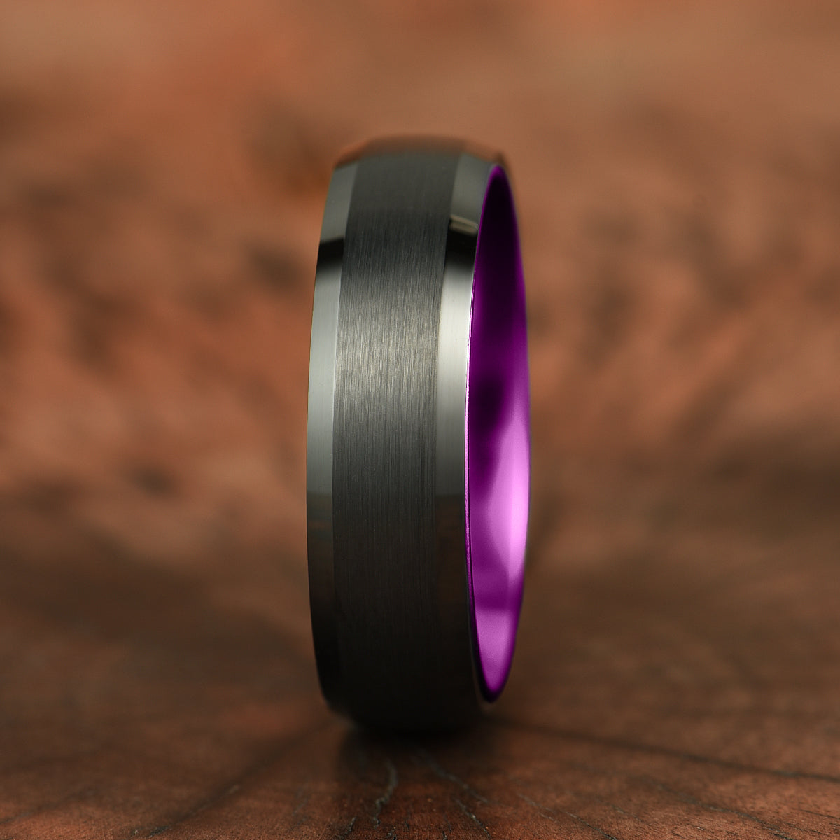 Pristine Passion Purple Interior Tungsten Wedding Band 6MM - PRISTINE RINGS