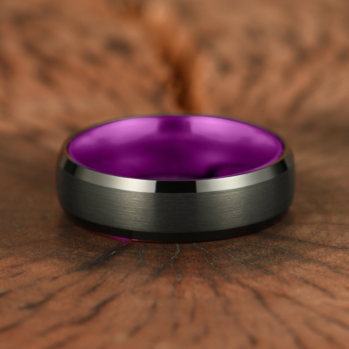 Pristine Passion Purple Interior Tungsten Wedding Band 6MM - PRISTINE RINGS
