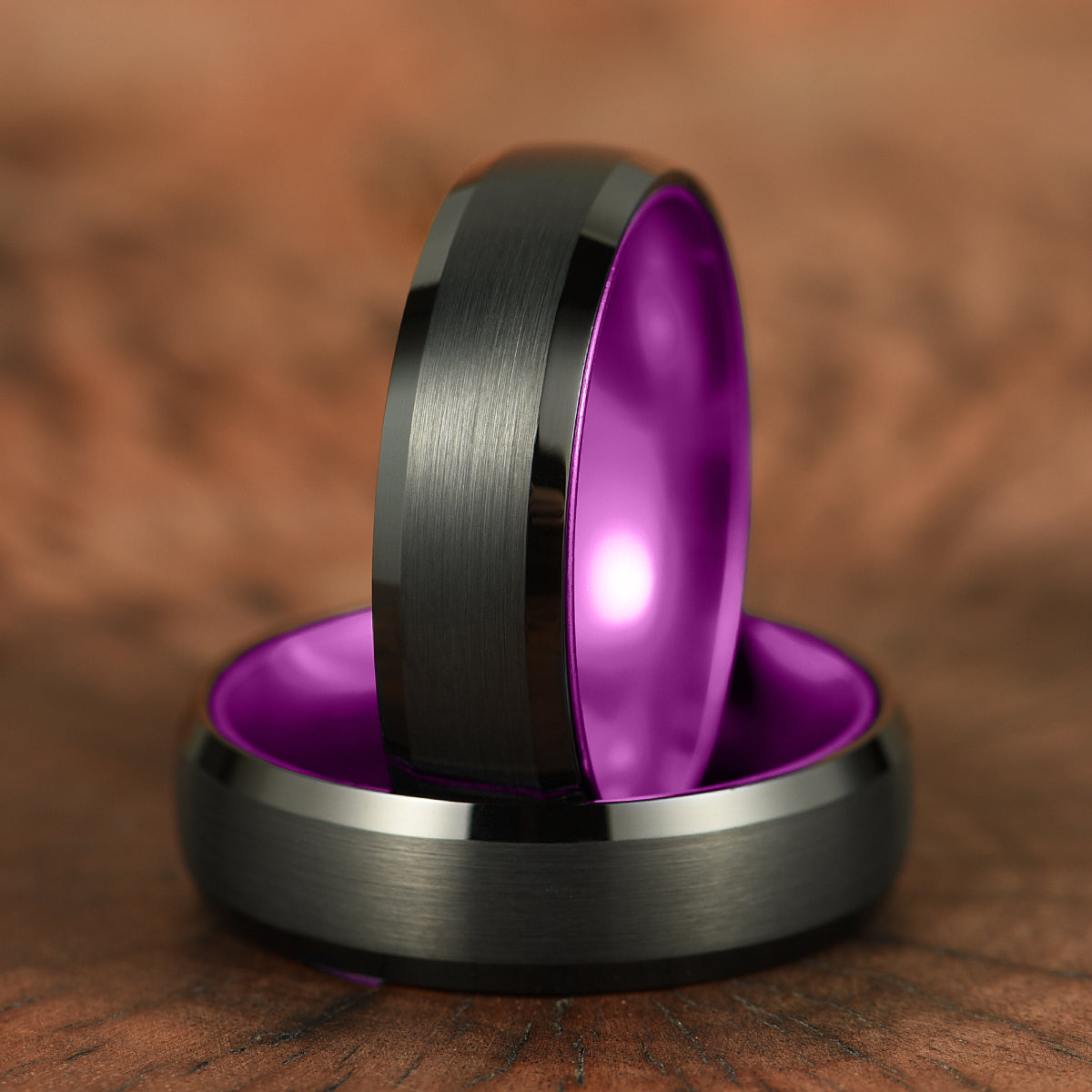 Pristine Passion Purple Interior Tungsten Wedding Band 6MM - PRISTINE RINGS