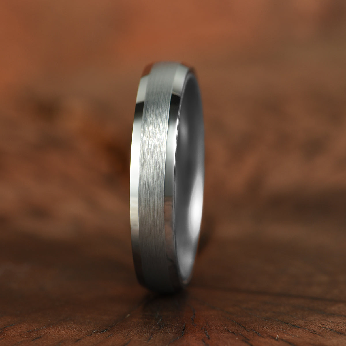 Pristine Passion Silver Interior Silver Tungsten Wedding Band 4MM