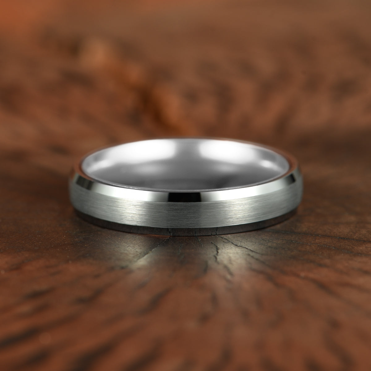 Pristine Passion Silver Interior Silver Tungsten Wedding Band 4MM - PRISTINE RINGS