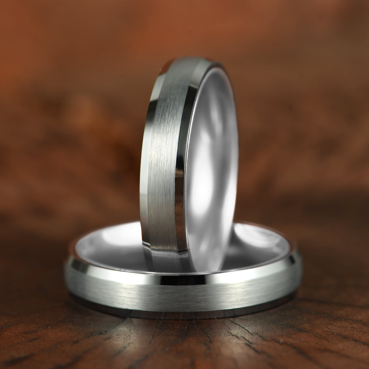 Pristine Passion Silver Interior Silver Tungsten Wedding Band 4MM - PRISTINE RINGS