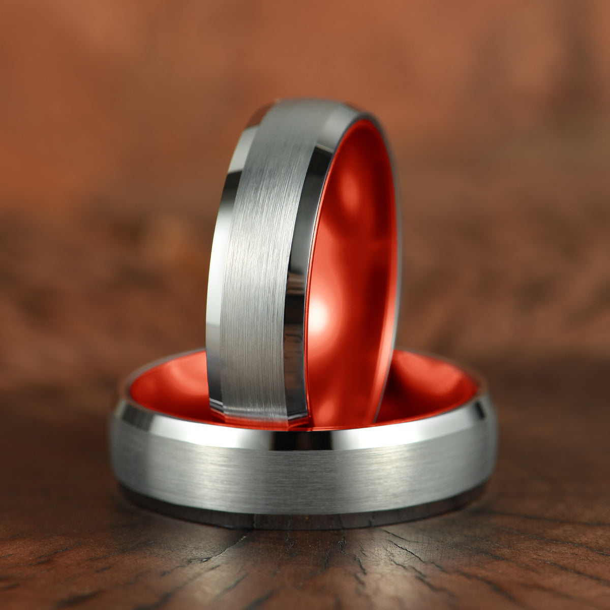 Pristine Passion Red Interior Silver Tungsten Wedding Band 6MM - PRISTINE RINGS