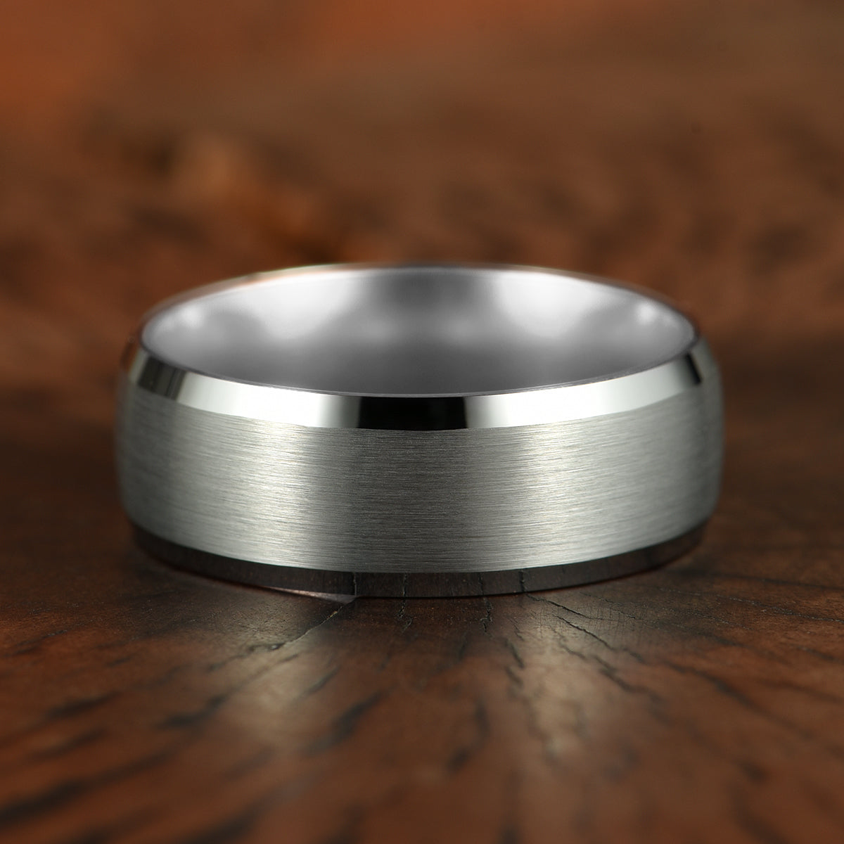 Pristine Passion Silver Interior Silver Tungsten Wedding Band 8MM - PRISTINE RINGS