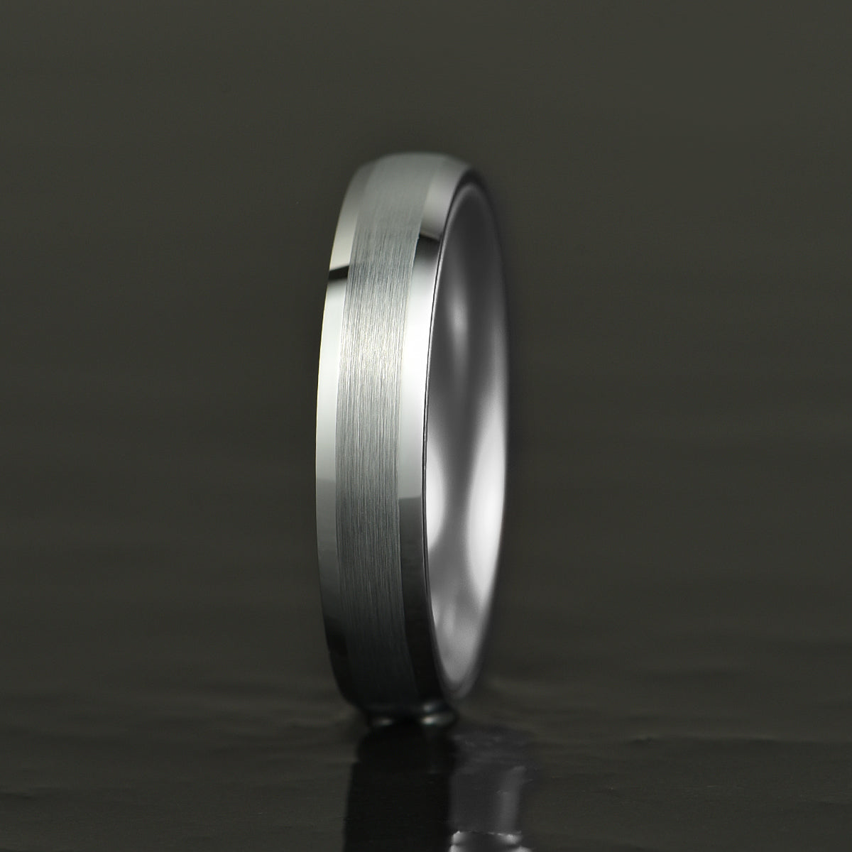 Pristine Passion Silver Interior Silver Tungsten Wedding Band 4MM