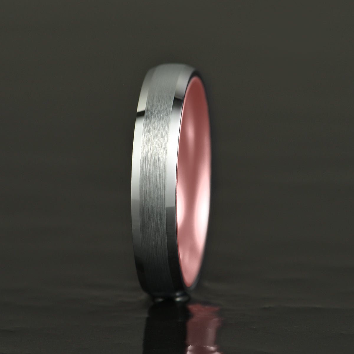 Pristine Passion Rose Interior Silver Tungsten Wedding Band 4MM