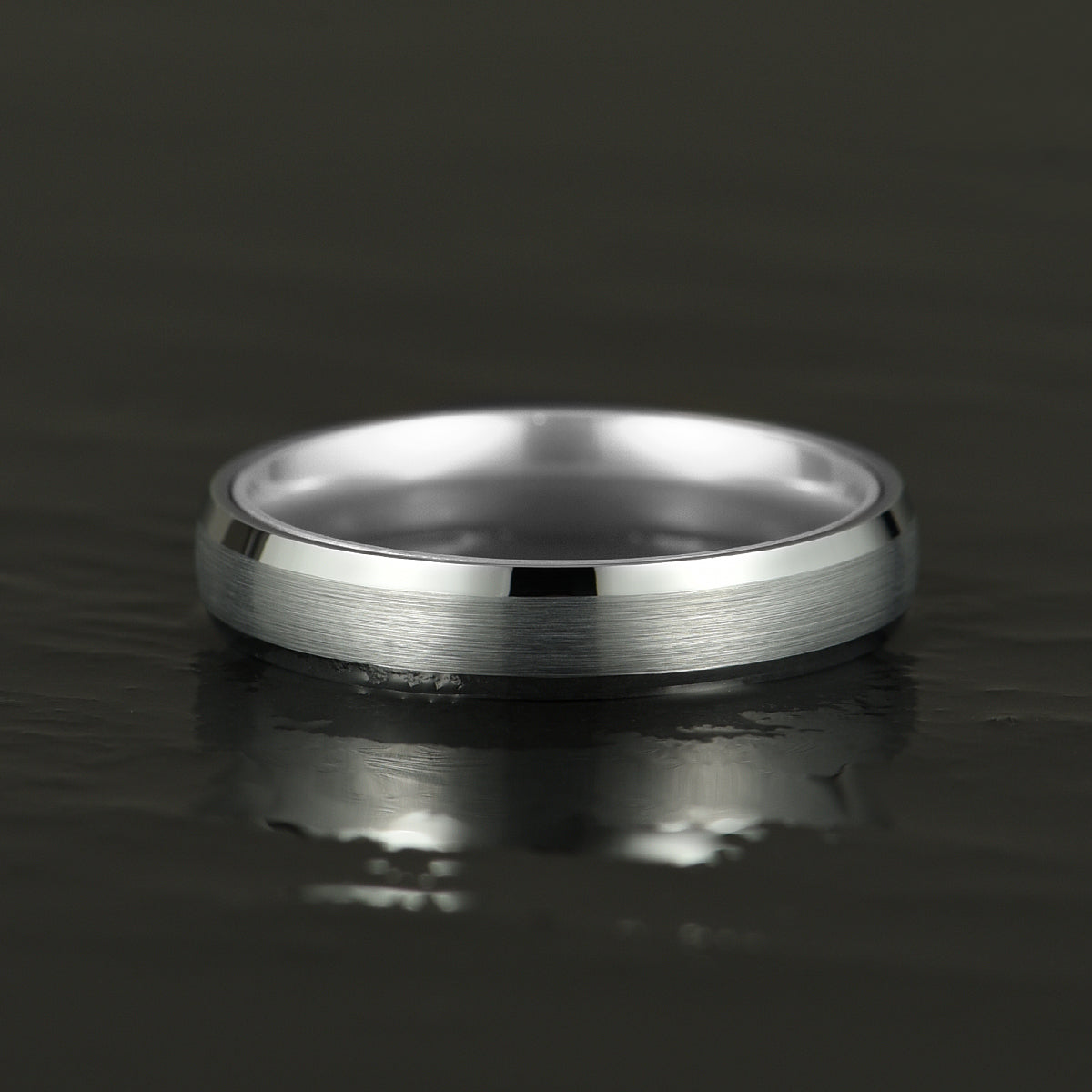 Pristine Passion Silver Interior Silver Tungsten Wedding Band 4MM