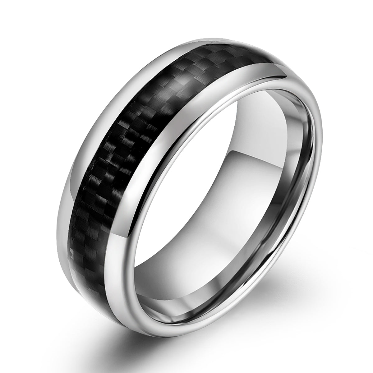 Tungsten Carbon Fiber Men's Wedding Band 8MM - PRISTINE RINGS
