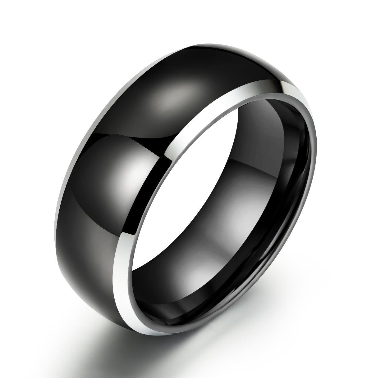 Glossy Black Tungsten Men's Wedding Band 8MM - PRISTINE RINGS