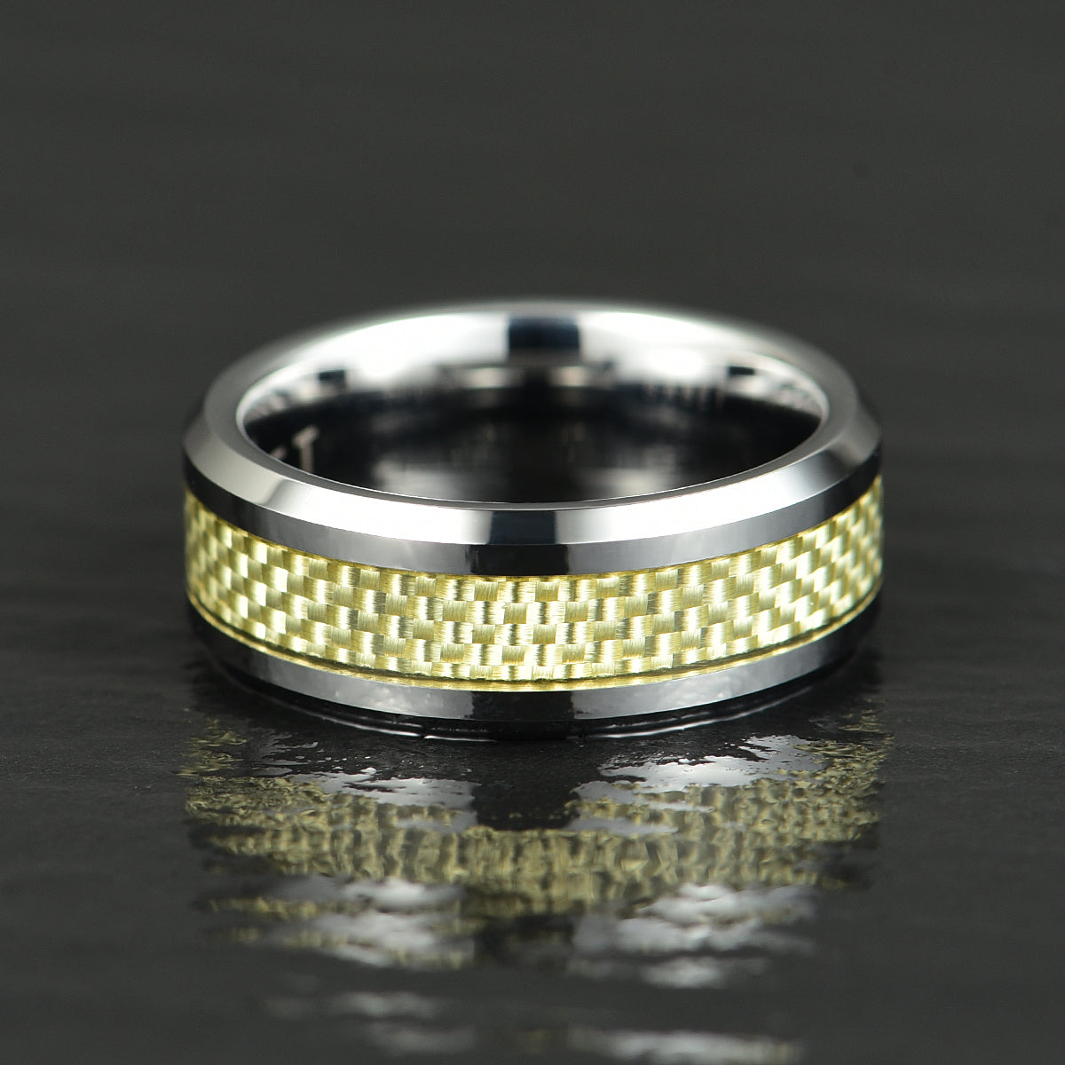 Tungsten Golden Mesh Men's Wedding Band 8MM - PRISTINE RINGS