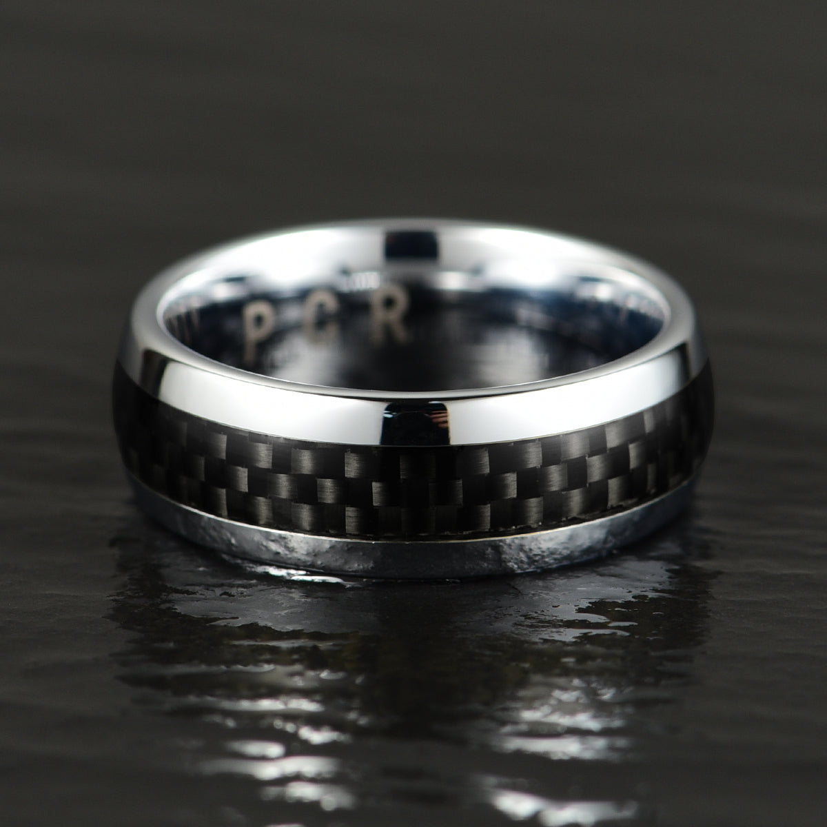 Tungsten Carbon Fiber Men's Wedding Band 8MM - PRISTINE RINGS