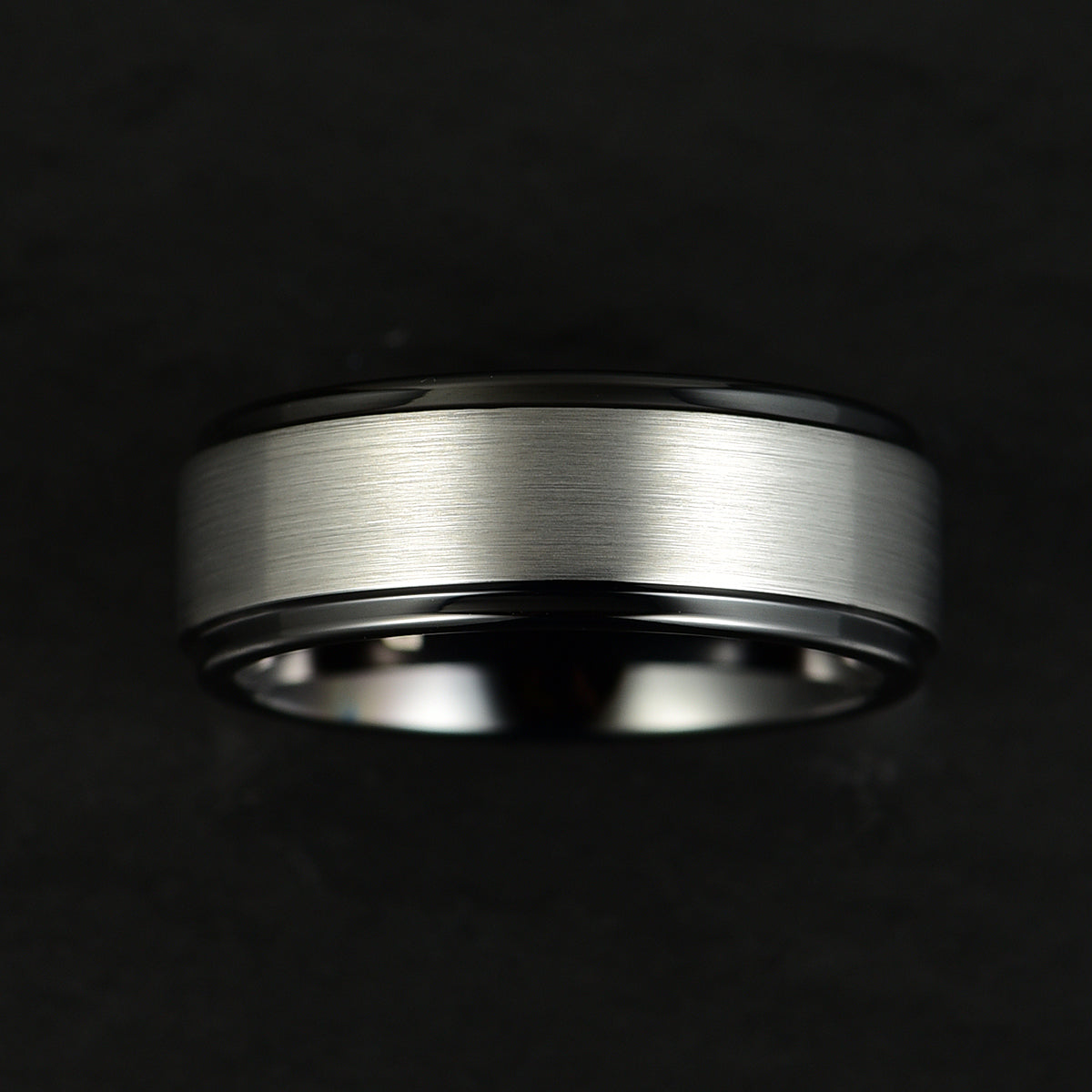 Black Tungsten Grey Tungsten Inlay Men's Wedding Band - PRISTINE RINGS