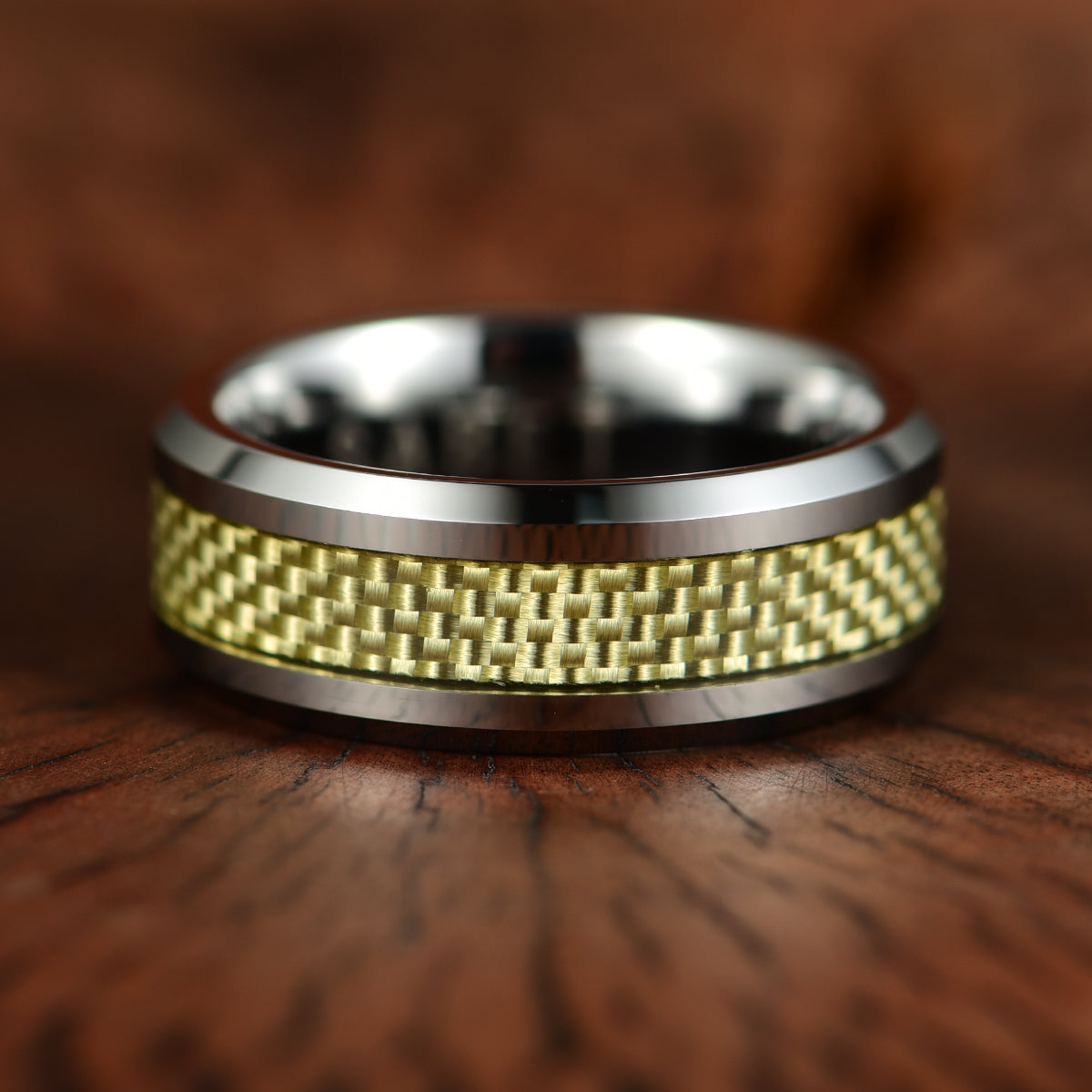 Tungsten Golden Mesh Men's Wedding Band 8MM - PRISTINE RINGS