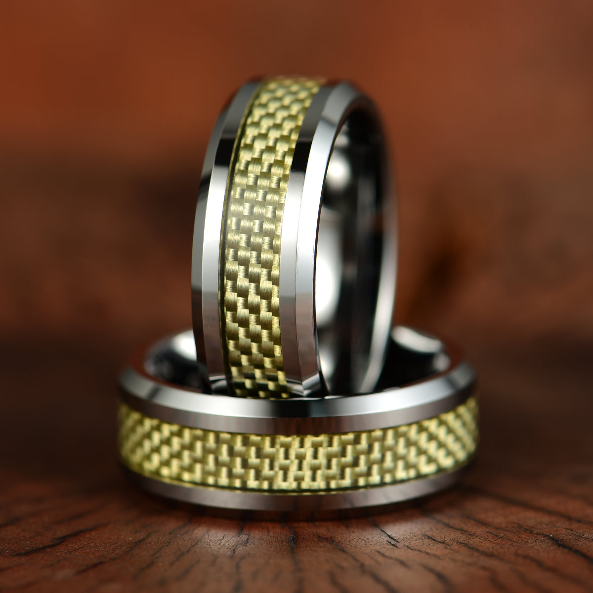 Tungsten Golden Mesh Men's Wedding Band 8MM - PRISTINE RINGS