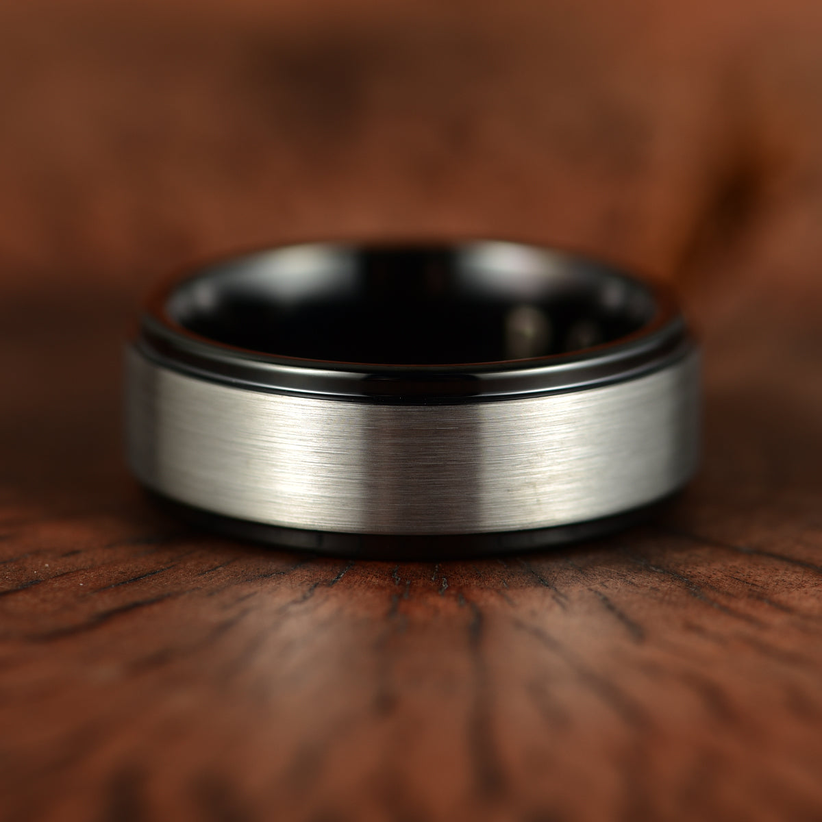 Black Tungsten Grey Tungsten Inlay Men's Wedding Band - PRISTINE RINGS